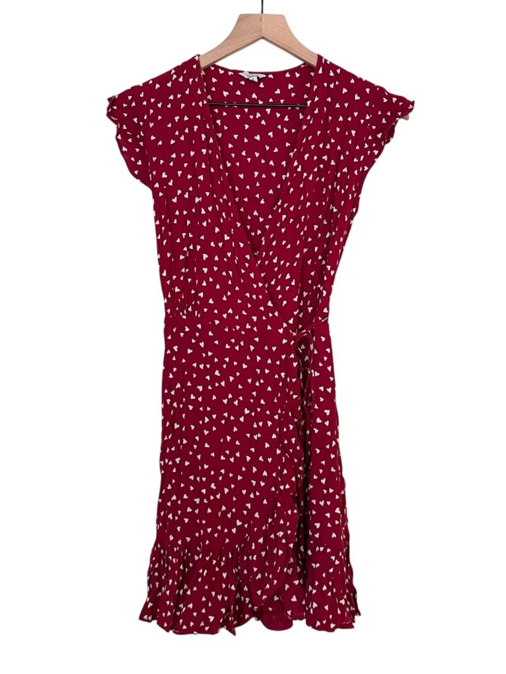 Rails Red Rouge Smitten Heart Printed Koreen Wrap Mini Dress